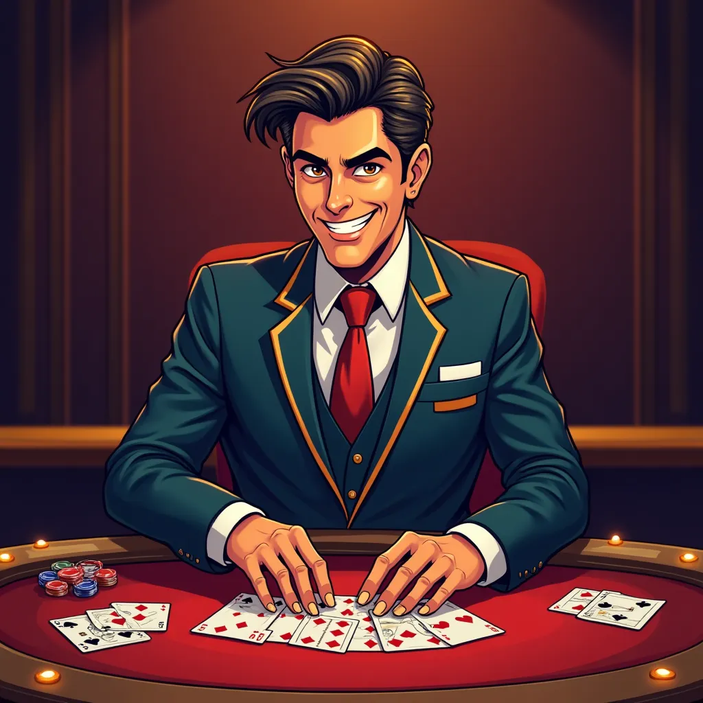 Cartoon live dealer studio with neon lighting